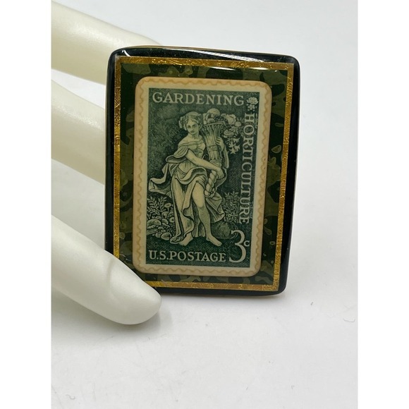 Art Stuff by Robyn 1958 Gardening & Horticulture Postage Stamp Brooch - Picture 3 of 10